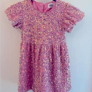 Lola and the Boys … Pink Sequin Dress with Puff Sleeves